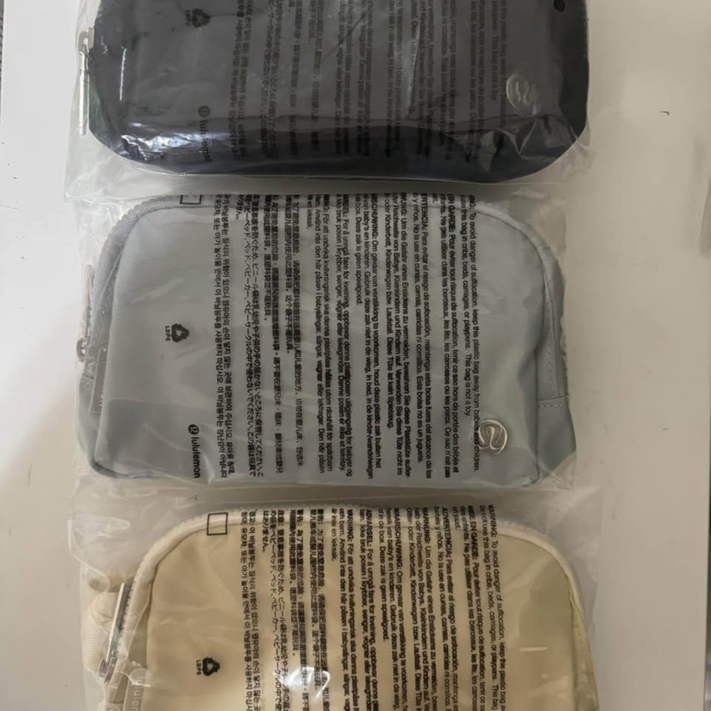 Lululemon Small Pouch Set - Black, Gray, Cream